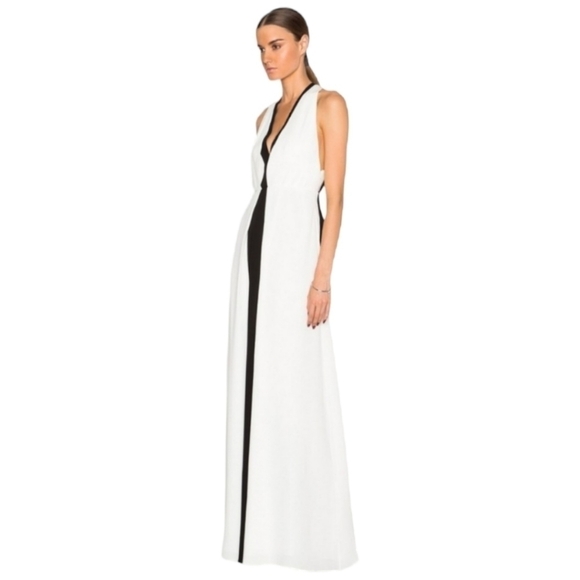 Valentino Two-Tone Ruched Waist Gown, Ivory | Black, Size 6, NWT - Picture 3 of 16